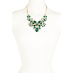 Vishnu Emerald Mix Stone Crystal Glam Statement Bib Necklace