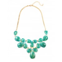 Emerald Marbled Teardrop Cluster Statement Bib Necklace