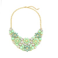 Frosty Mint Flower Cluster Bridal Statement Necklace