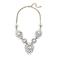 Iced Crystal Marquise Stone Cluster Burst Statement Necklace