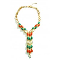 Tie Facet Stone Statement Necklace