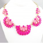 Leonie Neon Pink Half Flower Statement Necklace