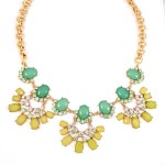 Glam Crystal Cabochons Fan Statement Necklace