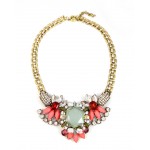 Lotus Geo Crystal Stone Statement Necklace