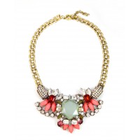 Lotus Geo Crystal Stone Statement Necklace