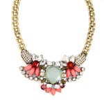 Lotus Geo Crystal Stone Statement Necklace