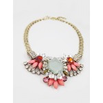 Lotus Geo Crystal Stone Statement Necklace