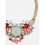 Lotus Geo Crystal Stone Statement Necklace