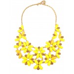 Enchanted Garden Yellow Floral Statement Bib Necklace 