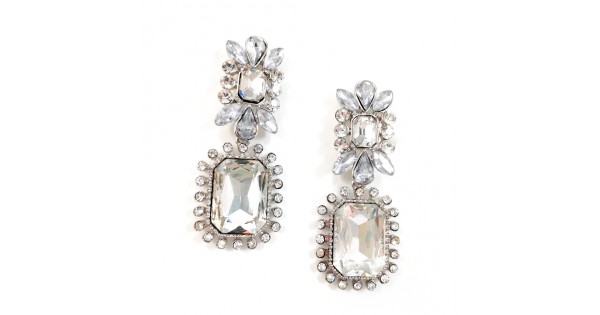 Let It Snow Silver Toned Crystal GemStoneStatement Stud Earrings