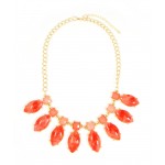 Polished Marbled Red Lucite Gemstone Statement Necklace