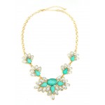 Berria Mint Opal Feather Crystal Gems Necklace