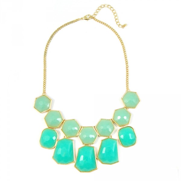 Ombre Mint HoneyComb Faceted Geo Stone Necklace