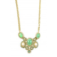 Amazon Mint Cabochon Crystal Cluster Statement Necklace 