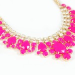 Neon Pink Crystal Teardrop Stone Statement Necklace