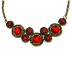 Vintage Ruby Faceted Stone Cogs Bib Statement Collar Necklace