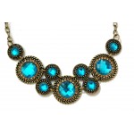 Vintage Sapphire Faceted Stone Cogs Statement Necklace