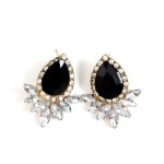 Onyx Crystal Marquise Wing Stud Earrings