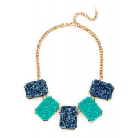 Turquoise Titanium Druzy Statement Necklace