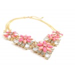 Rosie Pink Opal Flower Bouquet Necklace