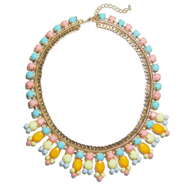 Pastel Candy Color GemStone Statement Necklace