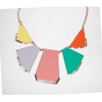 Pastel Geometric Panel Statement Bib Necklace