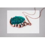Spike Emerald Druzy Crystal Pendant Necklace Copper Chain 