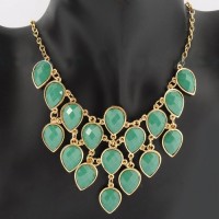 Goddess Faceted Teardrop Net Bib Statement Necklace