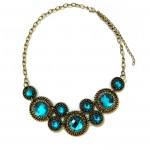 Vintage Sapphire Faceted Stone Cogs Statement Necklace
