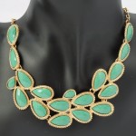 Mint Waterdrop Faceted Bauble Bib Necklace 