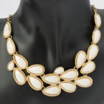 Seafoam Teardrop Crescent Gem Bib Necklace 