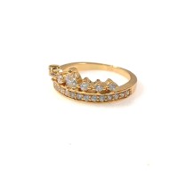 ‘Heiress’ Crown Crystal CZ 18K Gold Ring