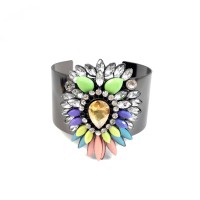 Apolonia Rainbow Neon Crystal Mix Statement Metal Cuff