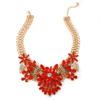 Red Verbena Stone Flower Necklace