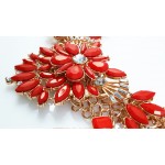 Red Verbena Stone Flower Necklace