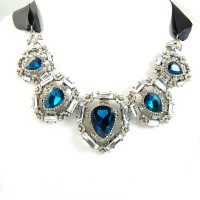 Narcissa Sapphire Teardrop Art Deco Statement Necklace