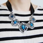 Narcissa Sapphire Teardrop Art Deco Statement Necklace