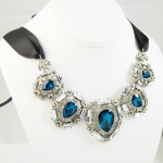 Narcissa Sapphire Teardrop Art Deco Statement Necklace