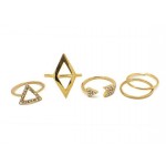 Edgy & Glam Crystal Triangle Arrow Midi Knuckle Ring Set