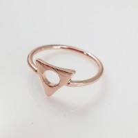 Triangle Circle Hammered 18K Plated Handmade Rose Gold Ring