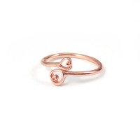 Duo Rose Gold Hearts Chic Dainty Ring