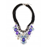 Duchess Sapphire Crystal Cluster Floral Statement Necklace