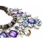 Duchess Sapphire Crystal Cluster Floral Statement Necklace