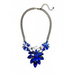 Sapphire Petal Crystal Gemstone Statement Necklace