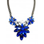 Sapphire Petal Crystal Gemstone Statement Necklace