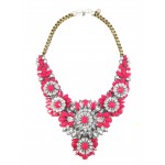 Apolonia Neon Pink Crystal Stone Cluster Statement Necklace