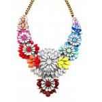 Apolonia Rainbow Neon Crystal Mix Statement Necklace