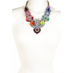 Apolonia Rainbow Neon Crystal Mix Statement Necklace