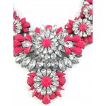 Apolonia Neon Pink Crystal Stone Cluster Statement Necklace