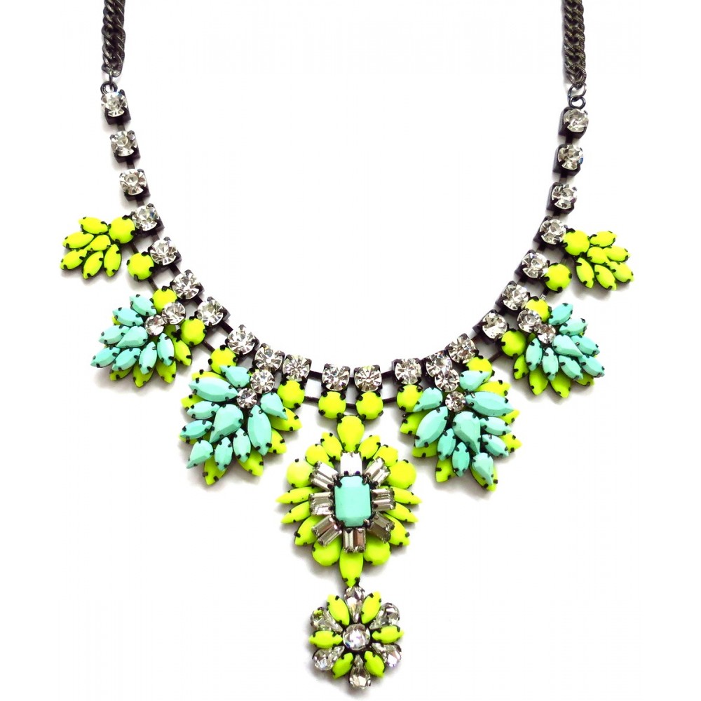 Neon Nightingale Enamel Stone Statement Necklace